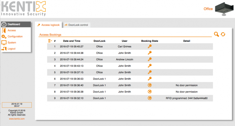 Kentix Access Control GUI